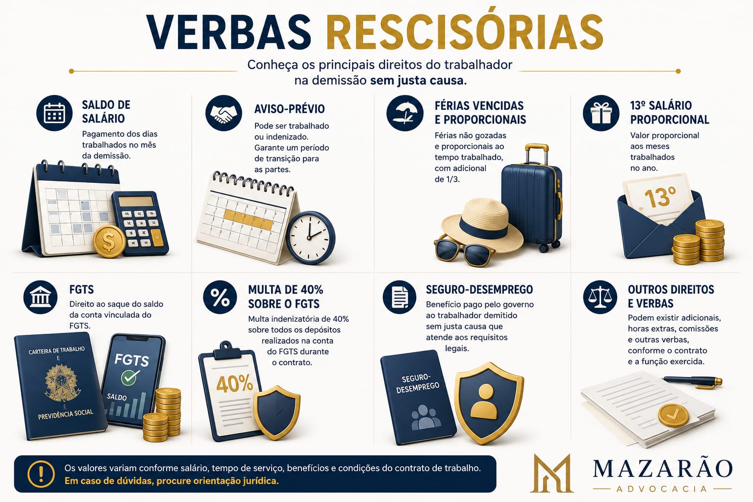 Principais verbas rescisórias devidas na demissão sem justa causa